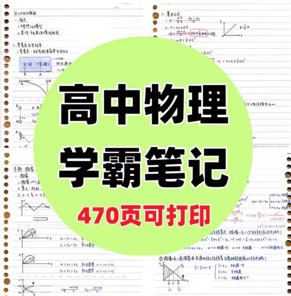 图片[1]-470页高中物理学霸手写笔记与常用结论解题技巧合集-数品库