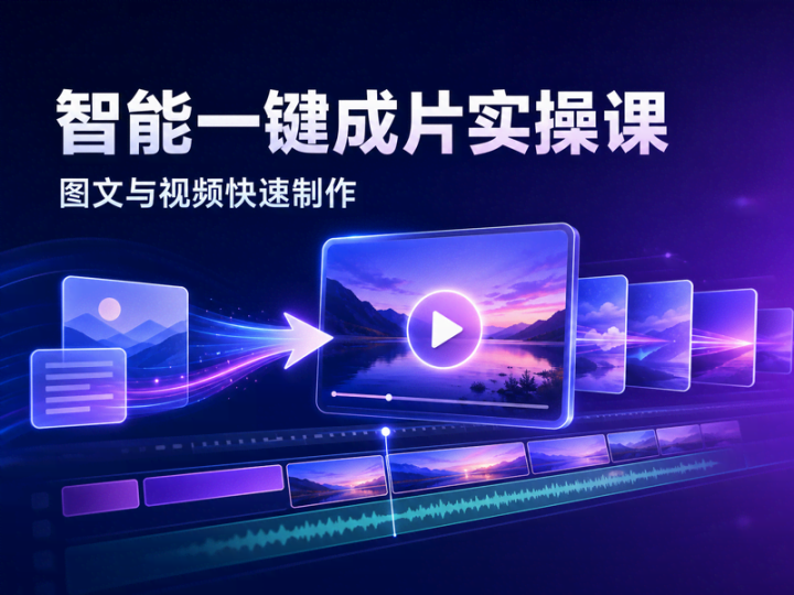 AI一键成片实操课程:图文视频快速制作全流程-数品库