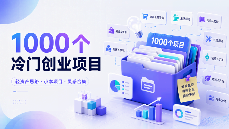 1000个冷门小本创业项目精选整理与实用灵感库-数品库