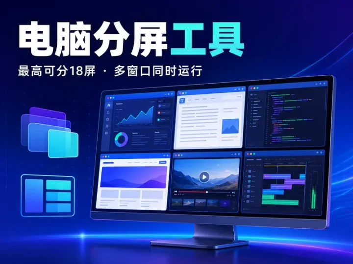 电脑多窗口分屏工具支持18屏同时运行多任务-数品库