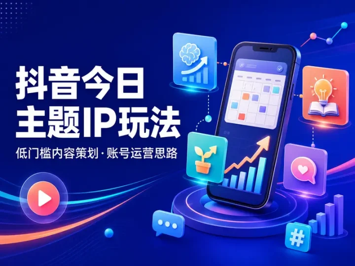 抖音今日主题IP运营教程与低门槛文字账号起号思路-数品库