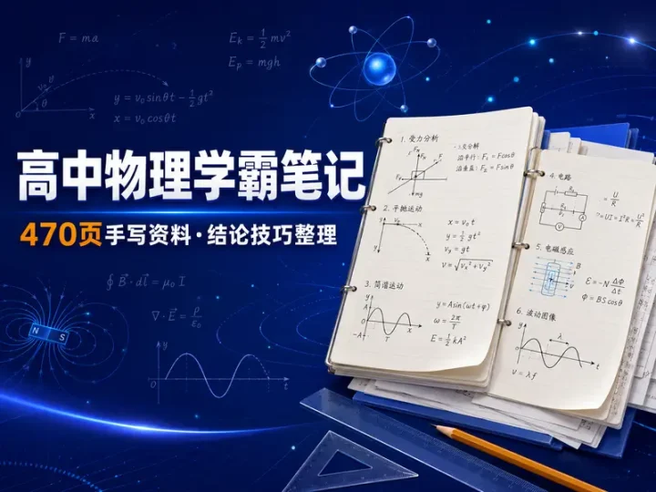 470页高中物理学霸手写笔记与常用结论解题技巧合集-数品库