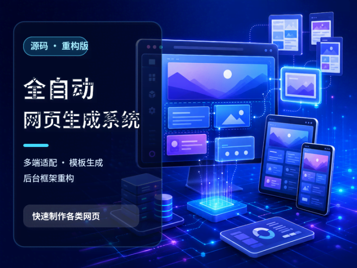 流星全自动网页生成系统重构版源码与多端模板工具-数品库