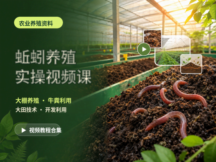 蚯蚓养殖技术视频资料合集 大棚与牛粪养殖实操教程-数品库