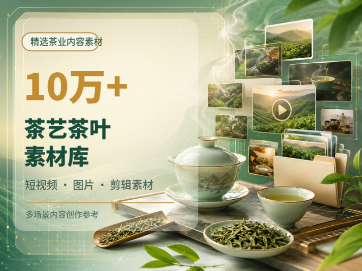 10万+茶艺茶叶短视频与图片素材合集一次收齐-数品库