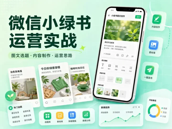 微信小绿书套图内容运营与私域引流玩法教程-数品库