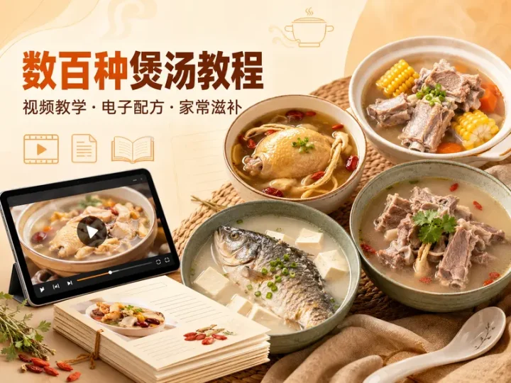 数百种家常煲汤视频教程与电子版配方合集-数品库
