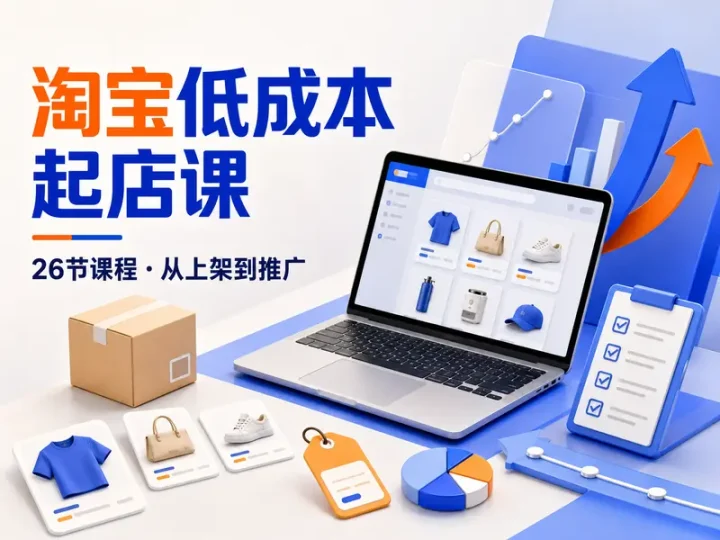 淘宝低成本起店26节实操教程从商品上架到推广运营-数品库