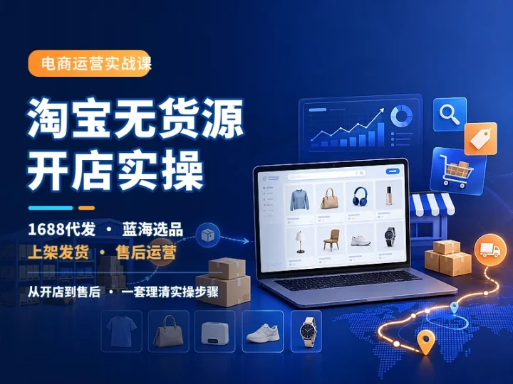淘宝无货源开店实操教程 1688代发选品运营全流程-数品库