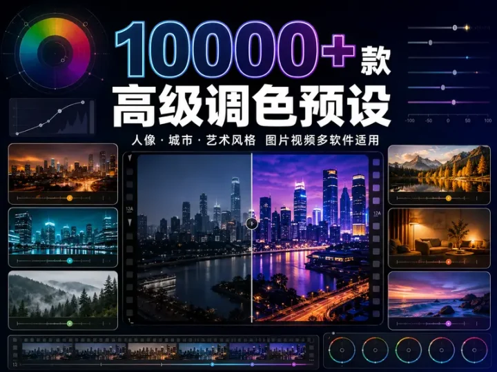 10000+款LR高级调色预设与图片视频滤镜合集-数品库