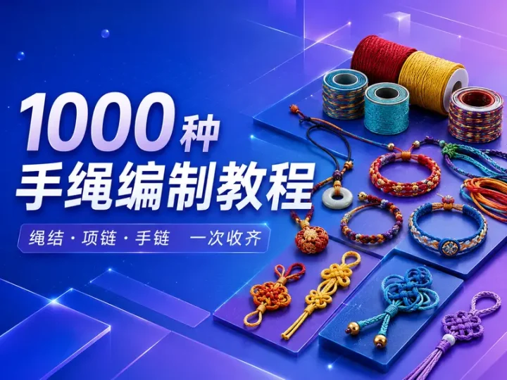 1000种手绳编制零基础教程合集,绳结项链手链一次收齐-数品库