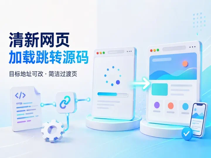 清新网页加载跳转过渡页源码可自定义目标地址-数品库