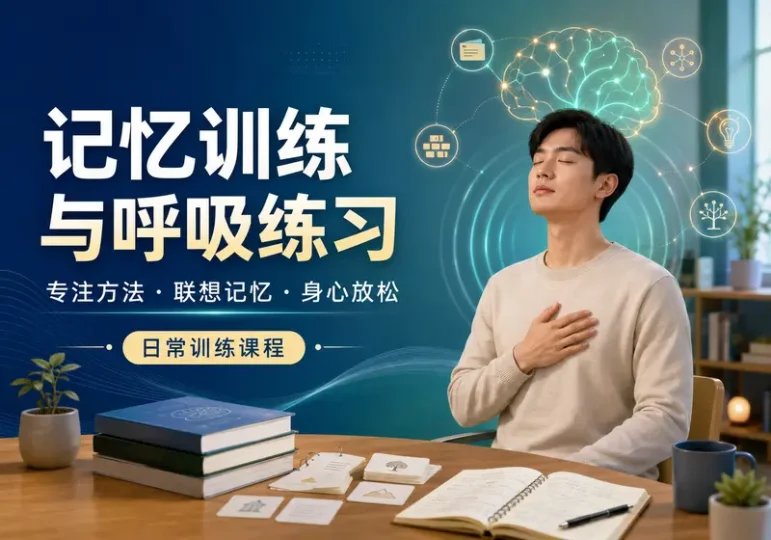 记忆训练与呼吸练习课程:专注联想及放松方法-数品库