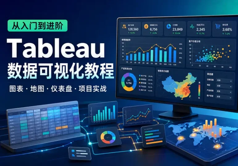 Tableau数据分析视频教程:可视化图表与仪表盘实战-数品库