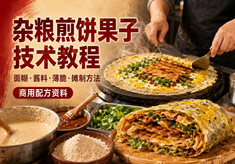 杂粮煎饼果子商用教程:面糊酱料与薄脆配方-数品库