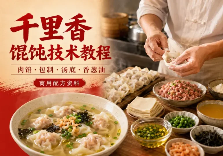 千里香馄饨商用技术教程：肉馅汤底与香葱油配方-数品库