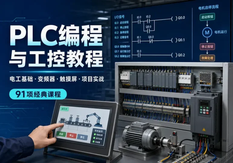 PLC编程与工控自动化教程:电工变频器触摸屏实战-数品库