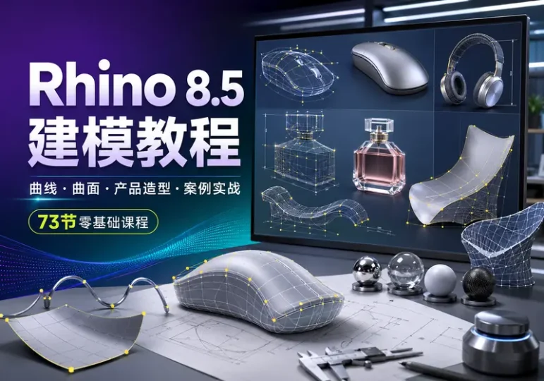 Rhino 8.5零基础建模教程:曲线曲面与产品造型-数品库
