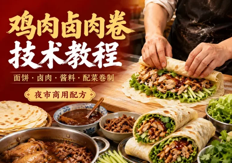 鸡肉卤肉卷商用技术教程:面饼酱料与配菜制作-数品库