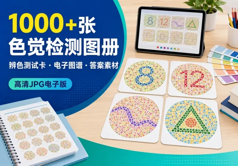 1000+张色弱色盲检测图册与辨色测试卡答案素材-数品库