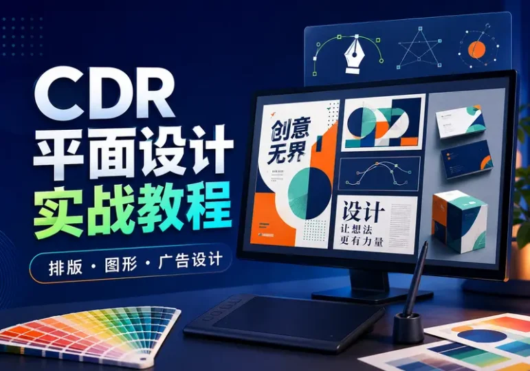 CDR平面设计实战教程:排版图形与广告设计-数品库