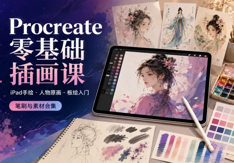 Procreate零基础插画教程与iPad板绘素材合集-数品库