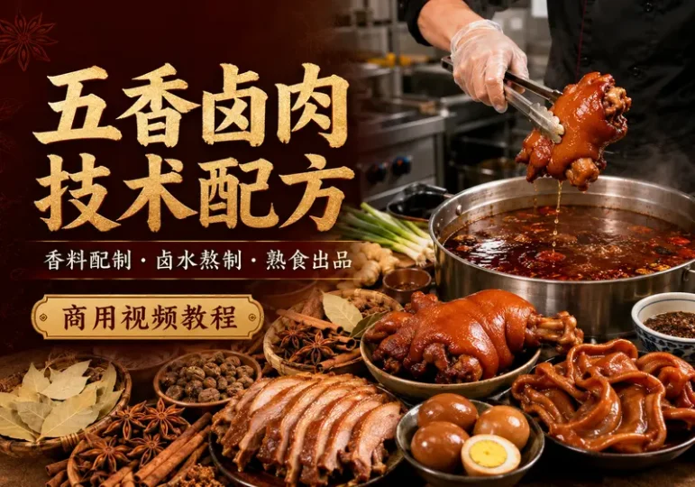 五香卤肉猪蹄商用技术配方与卤水视频教程-数品库