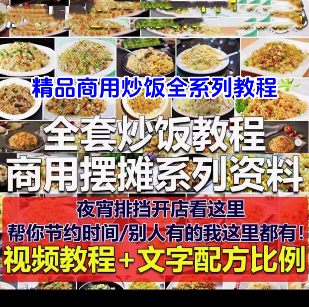 图片[1]-商用炒饭全套视频教程与摆摊文字配方资料-数品库