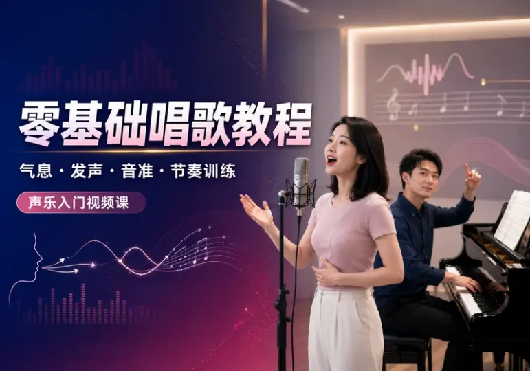 零基础学唱歌视频教程：气息发声与音准节奏训练-数品库