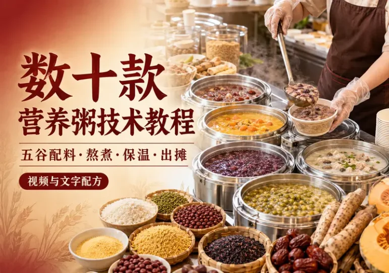 数十款营养早餐粥商用技术配方与摆摊教程-数品库