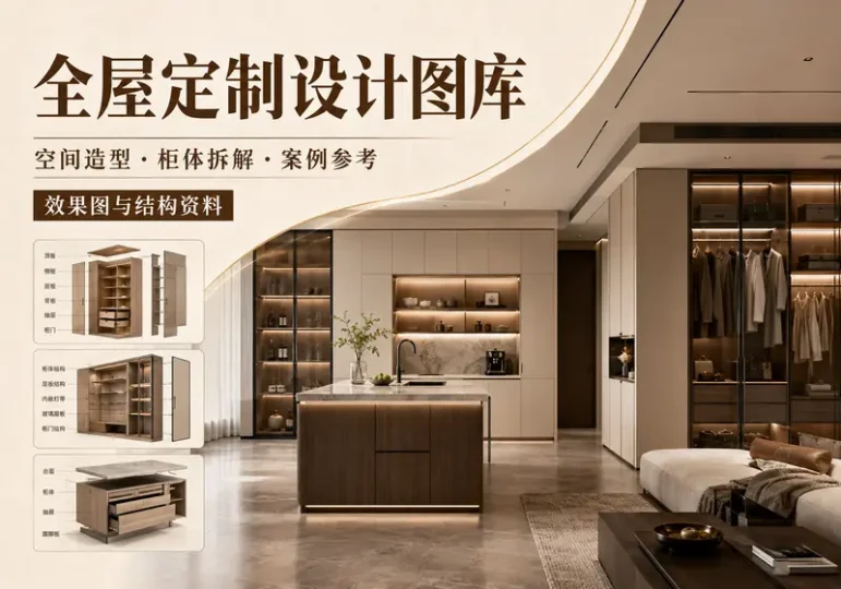全屋定制设计图库:柜体结构拆解与空间案例参考-数品库