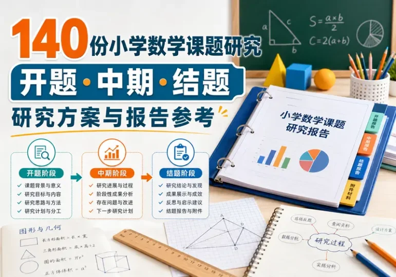 140份小学数学课题研究开题中期结题报告合集-数品库