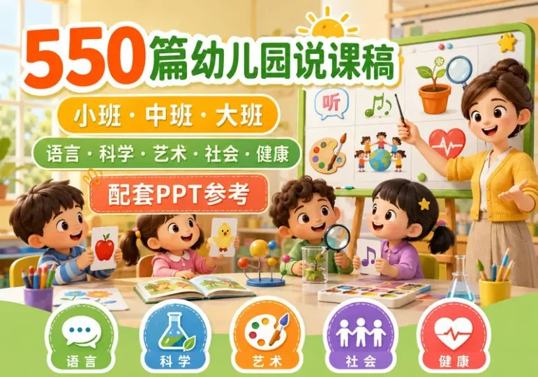 550篇幼儿园说课稿：五大领域与配套PPT合集-数品库