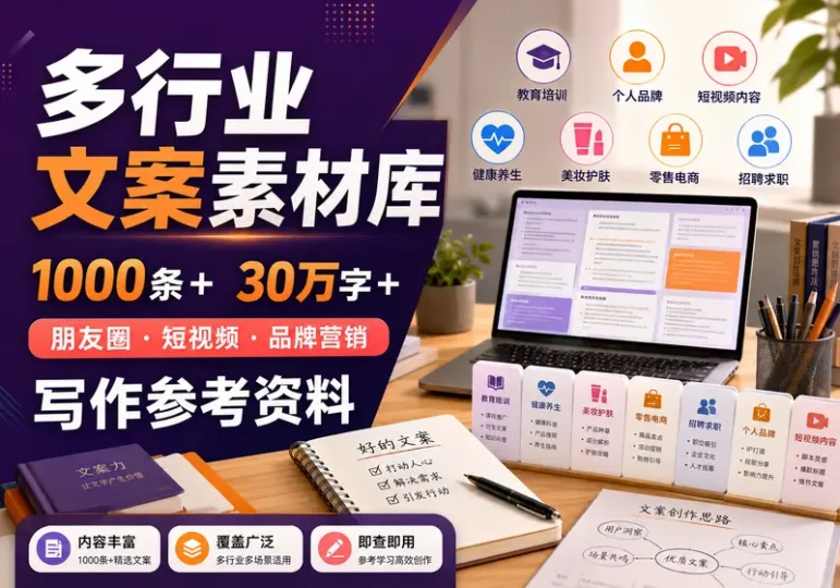 多行业文案素材库：1000条营销写作案例合集-数品库