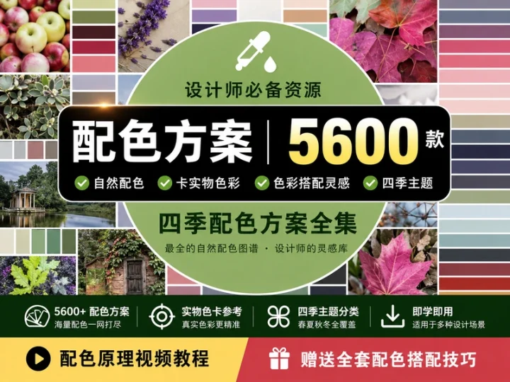 5600款设计配色方案合集:PS色卡参考与配色原理教程-数品库