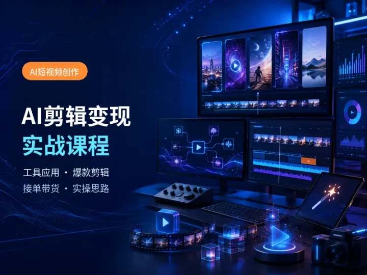 AI短视频剪辑变现实战课:工具应用与接单带货技巧-数品库