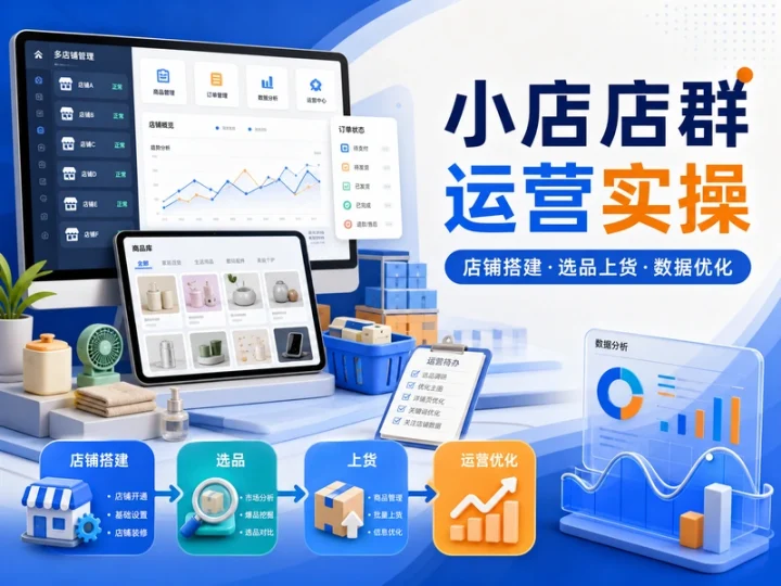 短视频小店店群精细化运营课程含选品上货与出单优化-数品库