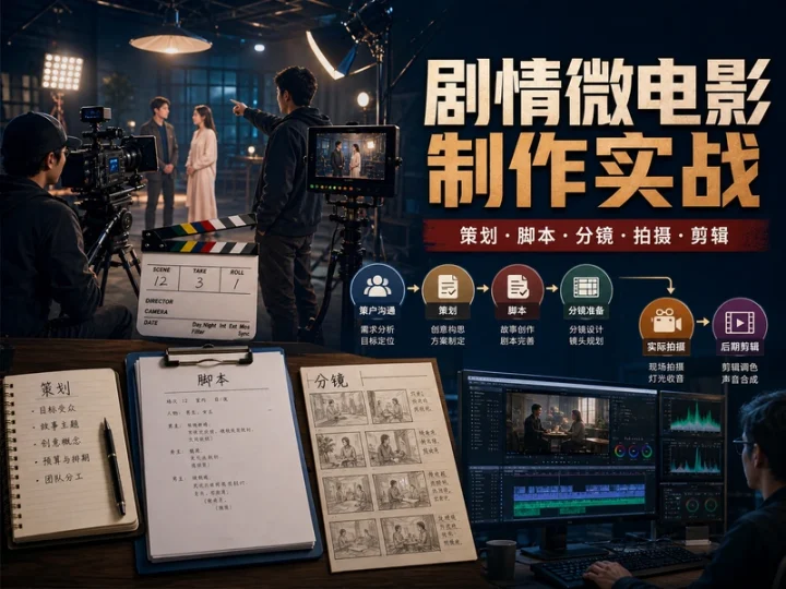 商业剧情微电影制作课程含策划脚本拍摄与后期剪辑-数品库