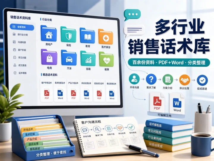 百余份多行业销售话术资料包含PDF与Word可编辑版-数品库