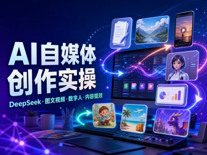 AI自媒体创作实操课程:DeepSeek与多类型内容制作-数品库