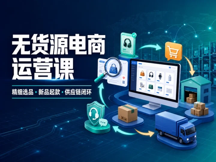 无货源电商运营课程:选品起款与供应链闭环实操-数品库
