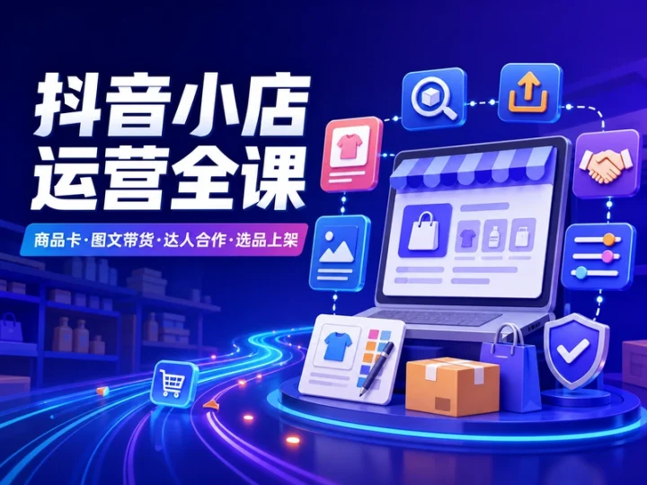抖音小店运营课程:商品卡图文带货与达人合作实操-数品库