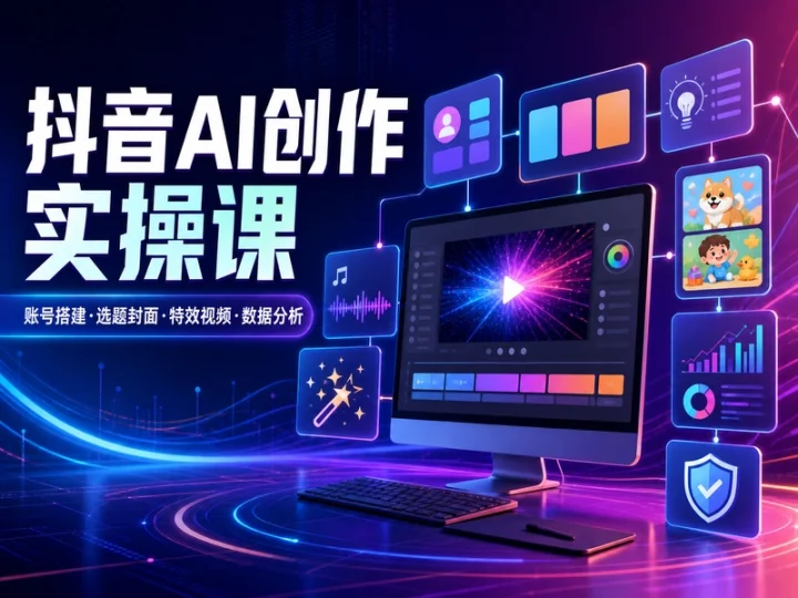 零基础抖音AI创作课程:账号运营与特效视频实操-数品库