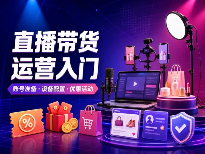 抖音直播带货运营课程:账号准备与硬件配置指南-数品库
