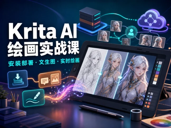 Krita AI绘画实战课程:安装部署与创作技巧-数品库