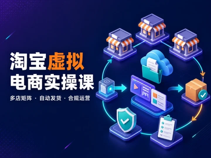 淘宝虚拟电商多店矩阵实操课:自动发货与合规运营-数品库