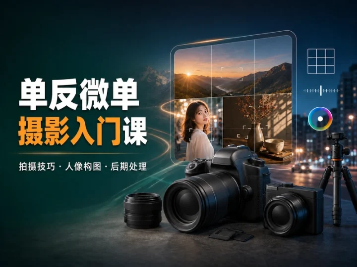 零基础单反微单摄影教程:人像构图与后期处理课-数品库