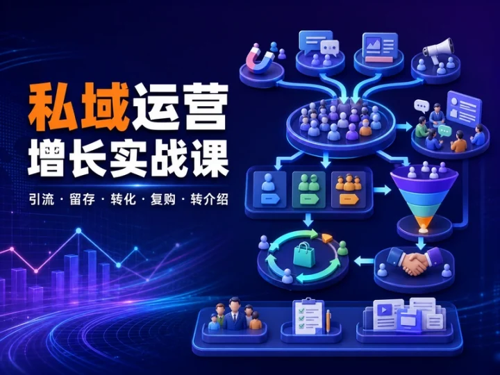 私域运营增长实战课:引流留存转化与复购体系搭建-数品库