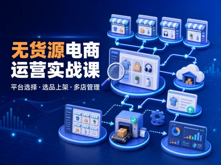 无货源电商新手实战课:选品上架与多店运营-数品库