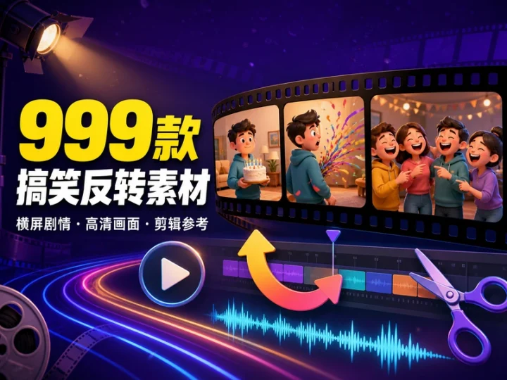 999款搞笑反转短视频素材:横屏剧情剪辑合集-数品库